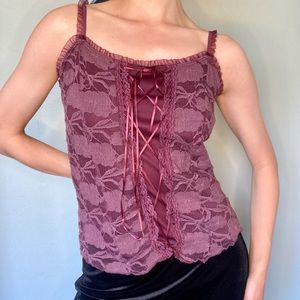 Vintage Vanity made in the USA purple lace corset tank